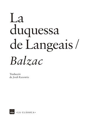 LA DUQUESSA DE LANGEAIS | 9788418858161 | BALZAC, HONORÉ DE