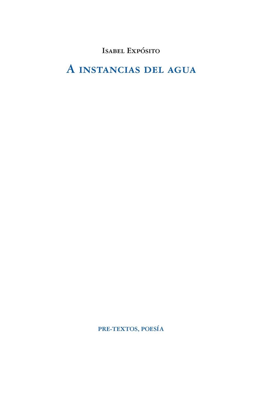 A INSTANCIAS DEL AGUA | 9788419633040 | EXPÓSITO, ISABEL