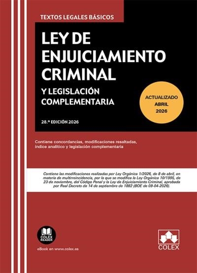 LEY DE ENJUICIAMIENTO CRIMINAL Y LEGISLACIÓN COMPLEMENTARIA | 9791370117306 | S.L., EDITORIAL COLEX