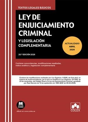 LEY DE ENJUICIAMIENTO CRIMINAL Y LEGISLACIÓN COMPLEMENTARIA | 9791370117306 | S.L., EDITORIAL COLEX